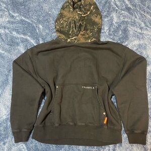 YoungLA Black Hoodie with Camouflage Hood